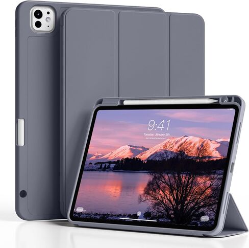 Case for iPad Pro 12.9-inch 2022/2021 (6th/5th Generation), iPad Air 13 Inch (M3/M2,2025/2024) with Pencil Holder|2nd Gen Pencil Charging|Auto Sleep/Wake|Flexible TPU Protective Cover (Gray) in Kuwait