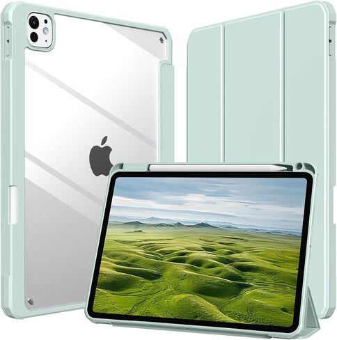 بالنسبة إلى IPAD Pro 11 Inch Case M4 (2024) GEN الخامس ، حالة ذكية واضحة واضحة مع إيقاظ النوم التلقائي والصدمة والإسقاط ، يدعم Pencil Pro و Pencil (USB-C) ، Pink in Kuwait