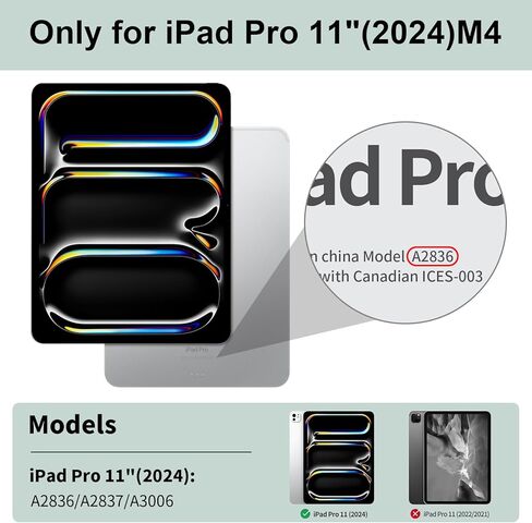 بالنسبة إلى IPAD Pro 11 Inch Case M4 (2024) GEN الخامس ، حالة ذكية واضحة واضحة مع إيقاظ النوم التلقائي والصدمة والإسقاط ، يدعم Pencil Pro و Pencil (USB-C) ، Pink in Kuwait