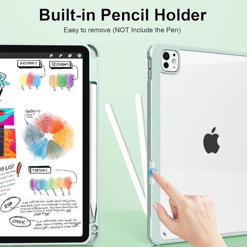 بالنسبة إلى IPAD Pro 11 Inch Case M4 (2024) GEN الخامس ، حالة ذكية واضحة واضحة مع إيقاظ النوم التلقائي والصدمة والإسقاط ، يدعم Pencil Pro و Pencil (USB-C) ، Pink in Kuwait