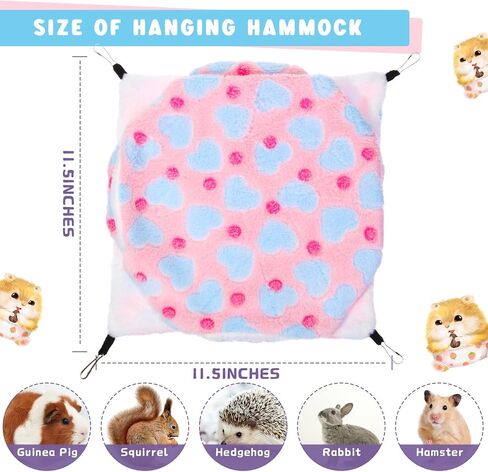Sadnyy 10 قطع خنزير غينيا الفئران أرجوحة طبقة مزدوجة سرير النوم اللعب الحيوانات الصغيرة معلقة قفص أرجوحة دافئة لقوارض شينشيلا الزواحف الشراعية السنجاب مخبأ اللعب النوم (نمط أرنب) in Kuwait