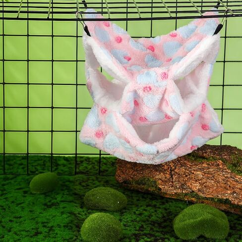 Sadnyy 10 قطع خنزير غينيا الفئران أرجوحة طبقة مزدوجة سرير النوم اللعب الحيوانات الصغيرة معلقة قفص أرجوحة دافئة لقوارض شينشيلا الزواحف الشراعية السنجاب مخبأ اللعب النوم (نمط أرنب) in Kuwait