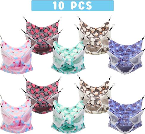 Sadnyy 10 قطع خنزير غينيا الفئران أرجوحة طبقة مزدوجة سرير النوم اللعب الحيوانات الصغيرة معلقة قفص أرجوحة دافئة لقوارض شينشيلا الزواحف الشراعية السنجاب مخبأ اللعب النوم (نمط أرنب) in Kuwait