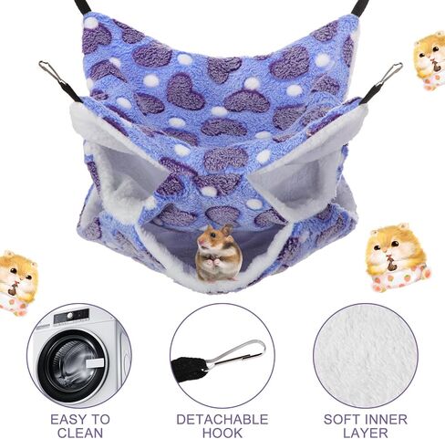 Sadnyy 10 قطع خنزير غينيا الفئران أرجوحة طبقة مزدوجة سرير النوم اللعب الحيوانات الصغيرة معلقة قفص أرجوحة دافئة لقوارض شينشيلا الزواحف الشراعية السنجاب مخبأ اللعب النوم (نمط أرنب) in Kuwait