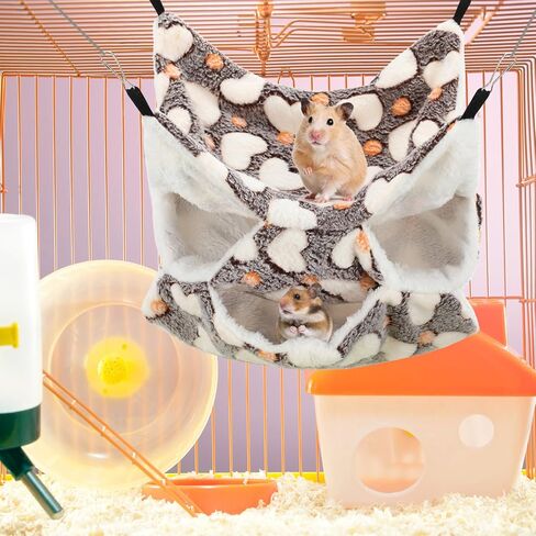 Sadnyy 10 قطع خنزير غينيا الفئران أرجوحة طبقة مزدوجة سرير النوم اللعب الحيوانات الصغيرة معلقة قفص أرجوحة دافئة لقوارض شينشيلا الزواحف الشراعية السنجاب مخبأ اللعب النوم (نمط أرنب) in Kuwait