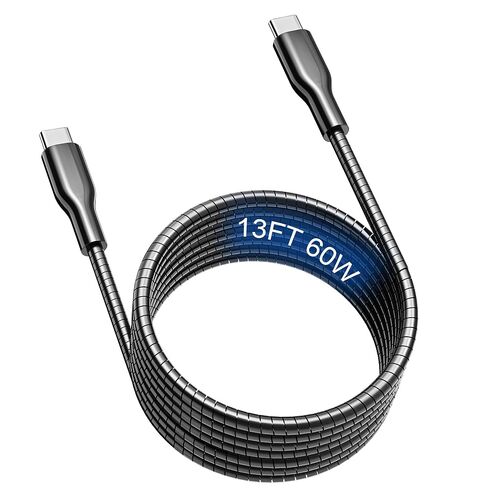 13 قدمًا معدًا مضفرًا USB C إلى USB C Cable ، Cat & Dog Proof Charger Cord ، 60W PD Charging & Data Sync ، Cable Long Metal Charging Cable Co iPhone 16/15 ، Galaxy S24 ، Pixel ، Macbook in Kuwait