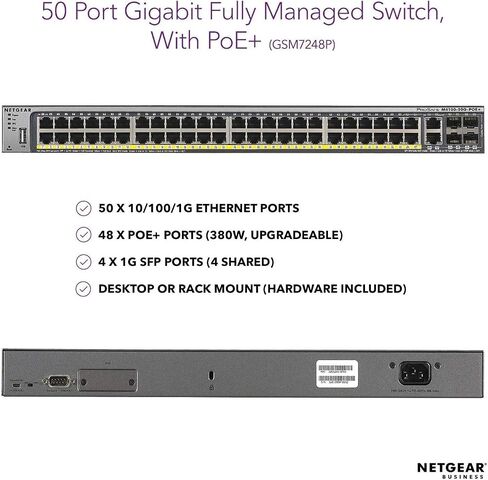 Netgear ProSafe GSM7248P 48-Port Layer 2+ GbE PoE+ Managed Switch [M4100-50G-POE+] (Renewed) in Saudi Arabia