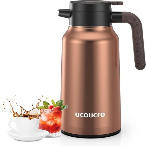 70 oz/2L Thermal Coffee Carafe - 18/8 Stainless Steel Carafes for Hot Liquids-Insulated Coffee Dispenser For Keeping Beverage Hot/Cold Coffee, Tea, Water, Drink Dispenser for Parties,Office,Home in Saudi Arabia