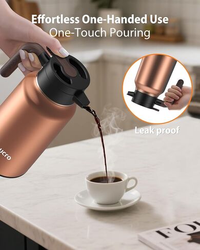 70 oz/2L Thermal Coffee Carafe - 18/8 Stainless Steel Carafes for Hot Liquids-Insulated Coffee Dispenser For Keeping Beverage Hot/Cold Coffee, Tea, Water, Drink Dispenser for Parties,Office,Home in Saudi Arabia