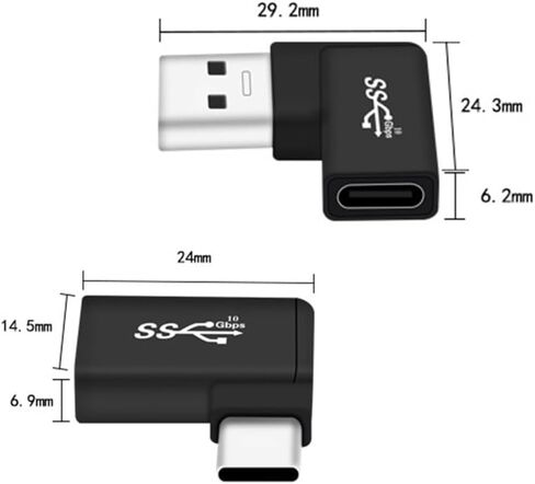 Pack of 2 USB C to USB3.0 Adapter Right Angled 90 Degree Type C Plug for Smartphones Laptops and More Devices in Saudi Arabia
