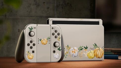 ZOOMHITSKINS الجلد متوافق مع Switch OLED، Halloween Pumpkin Beige نباتي عتيق لطيف، متين 3M ملصق لاصق من الفينيل، صنع في الولايات المتحدة الأمريكية in Kuwait