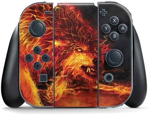 ألعاب Skinit Scenit Gaming Skin متوافقة مع Nintendo Switch Joy Con Controller - Tate و Co. Fire Stalker Wolf Design in Saudi Arabia