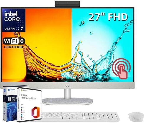 HP 27 "شاشة تعمل باللمس All-In-One ، مع Microsoft Office LifeTime License & Windows 11 Pro ، و FHD IPS ، و Intel Ultra 7 155u ، و 64 جيجابايت ذاكرة الوصول العشوائي in Saudi Arabia