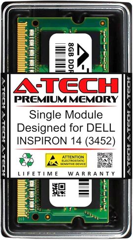 A-Tech 8GB RAM لـ Dell Inspiron 14 (3452) | DDR3 1600MHz SODIMM PC3-12800 204-PIN وحدة ترقية الذاكرة غير ECC in Saudi Arabia