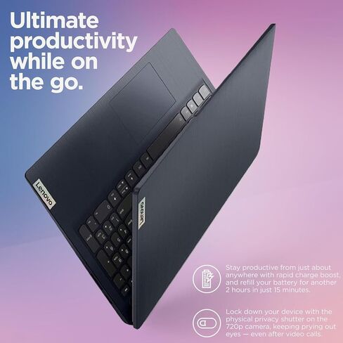 Lenovo IdeaPad 15.6" Laptop, Intel Dual-Core CPU, 12GB RAM, 128GB eMMC, Wi-Fi 6, USB-C & HDMI, Windows 11 + 1-Year Microsoft Office 365, w/Dolby Audio & Privacy Shutter & WOWPC Recovery USB (Renewed) in Saudi Arabia