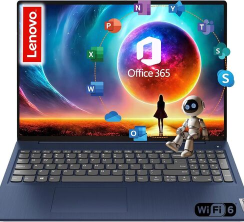 Lenovo IdeaPad 15.6" Laptop, Intel Dual-Core CPU, 12GB RAM, 128GB eMMC, Wi-Fi 6, USB-C & HDMI, Windows 11 + 1-Year Microsoft Office 365, w/Dolby Audio & Privacy Shutter & WOWPC Recovery USB (Renewed) in Saudi Arabia