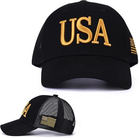 USA Trucker Hat for Men & Women American Flag Cap Adjustable Baseball Cap Mesh Snap Patriotic 3D Embroidered Cap in Saudi Arabia