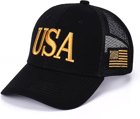USA Trucker Hat for Men & Women American Flag Cap Adjustable Baseball Cap Mesh Snap Patriotic 3D Embroidered Cap in Saudi Arabia