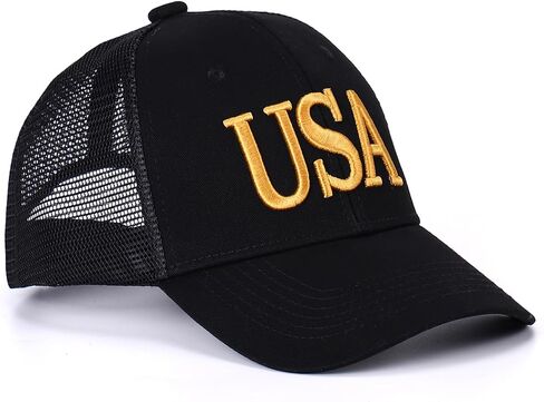 USA Trucker Hat for Men & Women American Flag Cap Adjustable Baseball Cap Mesh Snap Patriotic 3D Embroidered Cap in Saudi Arabia