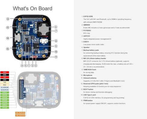 ESP32-S3 1.8inch لوحة تطوير شاشة تعمل باللمس ، 368 × 448 16.7M شاشة ملونة ، معالج 32 بت LX7 ثنائي النواة ، ودعم 2.4 جيجا هرتز Wi-Fi و BLE-5 ، على متن 6 محاور IMU ، RTC ، برنامج ترميز الصوت ، إلخ. in Saudi Arabia