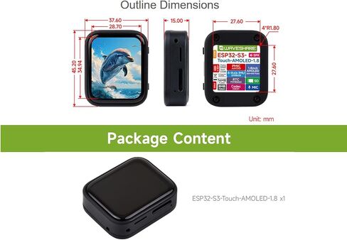 ESP32-S3 1.8inch لوحة تطوير شاشة تعمل باللمس ، 368 × 448 16.7M شاشة ملونة ، معالج 32 بت LX7 ثنائي النواة ، ودعم 2.4 جيجا هرتز Wi-Fi و BLE-5 ، على متن 6 محاور IMU ، RTC ، برنامج ترميز الصوت ، إلخ. in Saudi Arabia