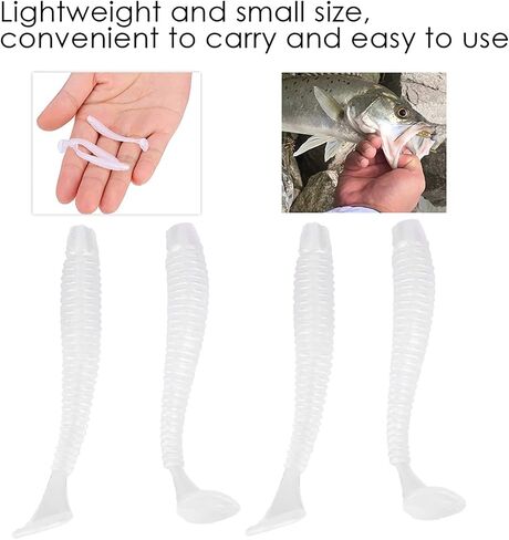 50PCS 5cm Fishing Lures, Soft Plastic T Tail Grub Baits Fish Tackle Accessory for Bass Salmon Trout (Pearl White) in Saudi Arabia