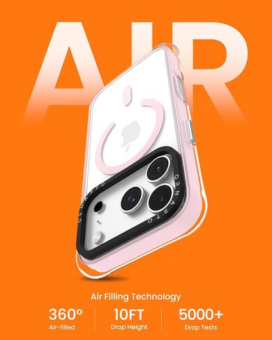 ORNARTO Air Case for iPhone 17 Pro Max Clear | Military-Grade Drop Protection | Camera Control Button | Compatible with MagSafe | Built-in Air Phone Cover - Pink in Saudi Arabia