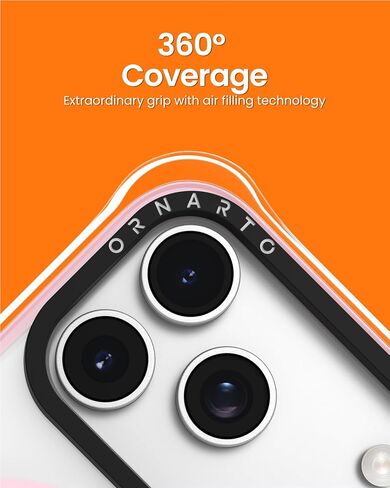 ORNARTO Air Case for iPhone 17 Pro Max Clear | Military-Grade Drop Protection | Camera Control Button | Compatible with MagSafe | Built-in Air Phone Cover - Pink in Saudi Arabia