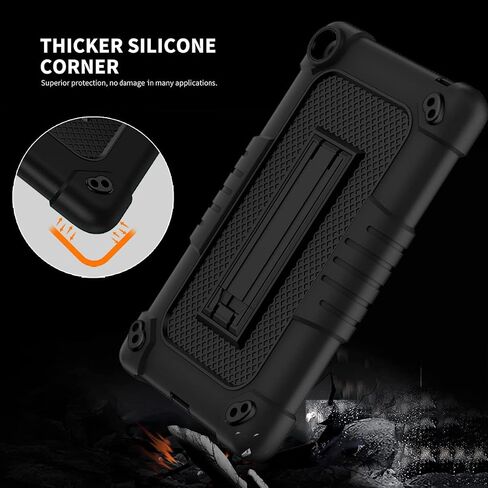 Mignova for Walmart Onn 7 2022 Model Gen 3 7 بوصة العلبة مع فيلم واقي شاشة 9H HD/لـ Walmart Onn 7 Model 100071481 Case ShockProof Kids Whiles Withing With Counter Strap Shell (Black+Black/2 PCS) in Kuwait
