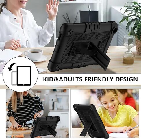 Mignova for Walmart Onn 7 2022 Model Gen 3 7 بوصة العلبة مع فيلم واقي شاشة 9H HD/لـ Walmart Onn 7 Model 100071481 Case ShockProof Kids Whiles Withing With Counter Strap Shell (Black+Black/2 PCS) in Kuwait