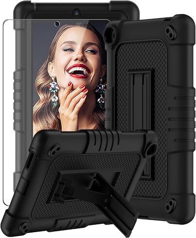 Mignova for Walmart Onn 7 2022 Model Gen 3 7 بوصة العلبة مع فيلم واقي شاشة 9H HD/لـ Walmart Onn 7 Model 100071481 Case ShockProof Kids Whiles Withing With Counter Strap Shell (Black+Black/2 PCS) in Kuwait