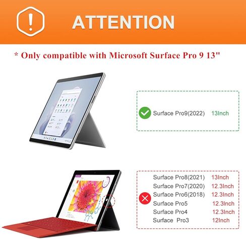 كرات Happy Surface Pro 11 Case Cover Folio Stand Stand Hard Shell Case متعددة الزاوية عرض مع حامل القلم القلم لـ Microsoft Surface Pro 11/10/9 13 " in Kuwait