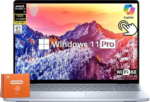 Dell Inspiron 16 5645 شاشة تعمل باللمس المحمول ، 16 "FHD+ 300-NITS شاشة ، AMD RYZEN 7-8840U (BEATS I7-1355U) ، 64 GB DDR5 ، 4 TB SSD ، COPILOT AI ، BACKLIT KB ، WI-FI 6E ، Windows 11 in Kuwait