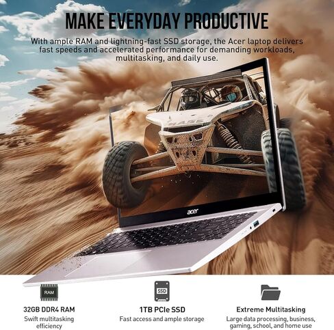 ACER ASPIRE 3 LAPTOP 15 INCH ، 15.6 "FHD Business Laptop Computer ، AMD Ryzen 7 (8 CORES) ، 32GB RAM 1TB SSD ، Windows 11 Pro Lifetime Office ، Ethernet Port ، USB-C in Saudi Arabia