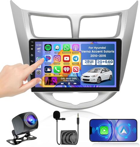 8 Core 4+64GB Android 15 Stereo Car Stereo لـ Hyundai Verna Accent Solaris Wireless Carplay Android Auto ، 9 '' 'Carnen Radio مع GPS ، WiFi ، 32EQ DSP ، 59 UI ، Bluetooth ، FM RDS ، كاميرا احتياطية ، كاميرا احتياطية in Kuwait