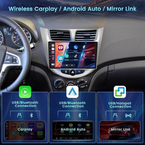8 Core 4+64GB Android 15 Stereo Car Stereo لـ Hyundai Verna Accent Solaris Wireless Carplay Android Auto ، 9 '' 'Carnen Radio مع GPS ، WiFi ، 32EQ DSP ، 59 UI ، Bluetooth ، FM RDS ، كاميرا احتياطية ، كاميرا احتياطية in Kuwait