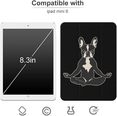 بوسطن تيرير الكلب اليوغا العلبة مع حامل القلم رفيع خفيف الوزن Trifold موقف متوافق مع iPad mini 4/5/6 mini6 （8.3in） in Saudi Arabia
