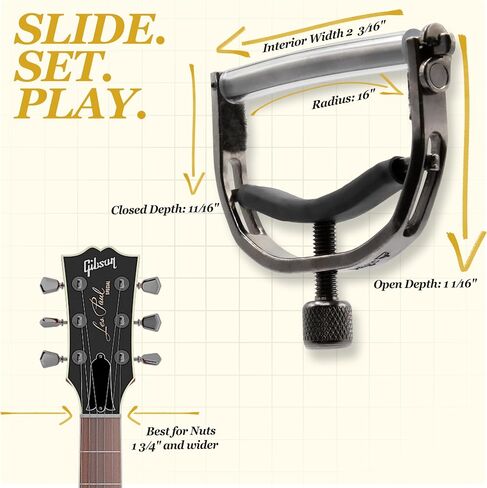Paige 6-string Wide/Low Profile Capo - Made in USA - Black in Saudi Arabia