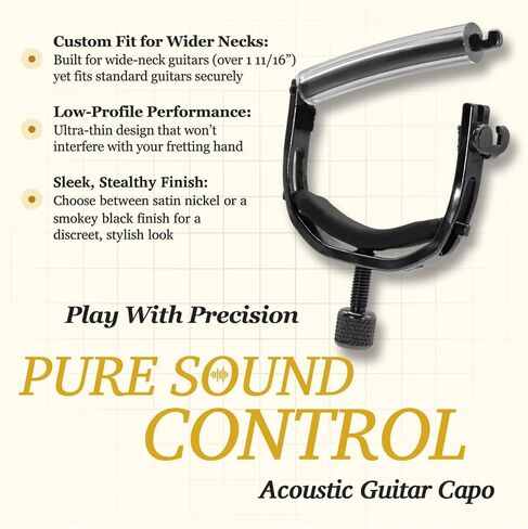 Paige 6-string Wide/Low Profile Capo - Made in USA - Black in Saudi Arabia