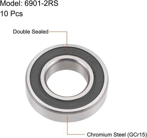 uxcell 6804-2RS Deep Groove Ball Bearings 20mm x 32mm x 7mm Double Sealed Chrome Steel P6(ABEC3) 10pcs in Saudi Arabia