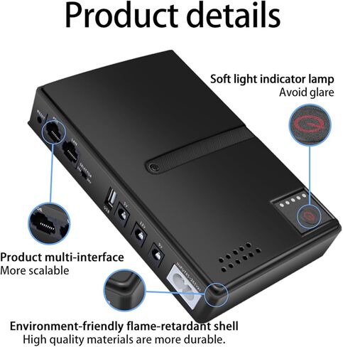 UPS Battery Backup, 10400mAh 36W USB 5V DC 5V 9V 12V POE 15V 24V 6 Outlets Backup Battery Power Supply, Uninterruptible Power Supply for Router, Modem, Security Camera (US Plug) in Saudi Arabia
