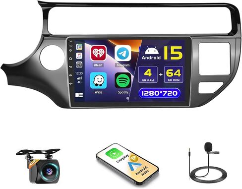 [4G+64G] Android 15 Car Radio Stereo for Kia Rio 2015-2018 ، Wireless Carplay Android Auto ، 9 بوصة IPS اللمسات الراديو Bluetooth GPS SWC in Kuwait