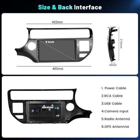 [4G+64G] Android 15 Car Radio Stereo for Kia Rio 2015-2018 ، Wireless Carplay Android Auto ، 9 بوصة IPS اللمسات الراديو Bluetooth GPS SWC in Kuwait