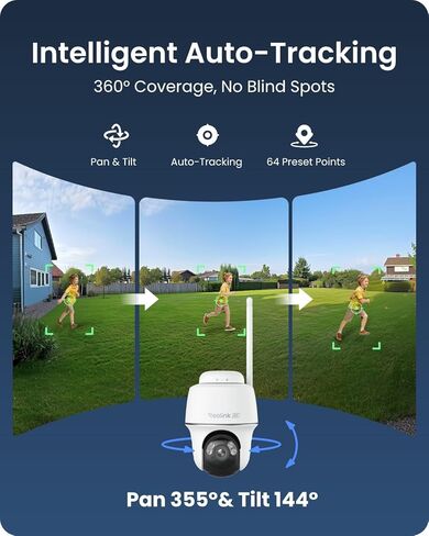 REOLINK Security Camera Wireless Outdoor, Pan Tilt Solar Powered with 4K Night Vision, 2.4/5 GHz Wi-Fi, 2-Way Talk, Compatible with Alexa/Google Assistant, Argus PT Ultra with Solar Panel in Kuwait