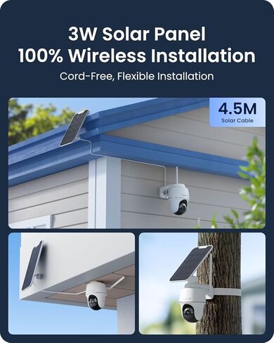 REOLINK Security Camera Wireless Outdoor, Pan Tilt Solar Powered with 4K Night Vision, 2.4/5 GHz Wi-Fi, 2-Way Talk, Compatible with Alexa/Google Assistant, Argus PT Ultra with Solar Panel in Kuwait