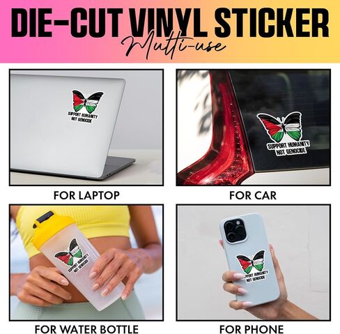 VOTANTA (3 Pcs, 3 inch) - Support Humanity Not Genocide Sticker, Free Palestine Stickers, Butterfly Palestine Flag Decals, Support Palestinian Decal Gifts Decoration for Laptops, Phones, Water Bottles in Saudi Arabia