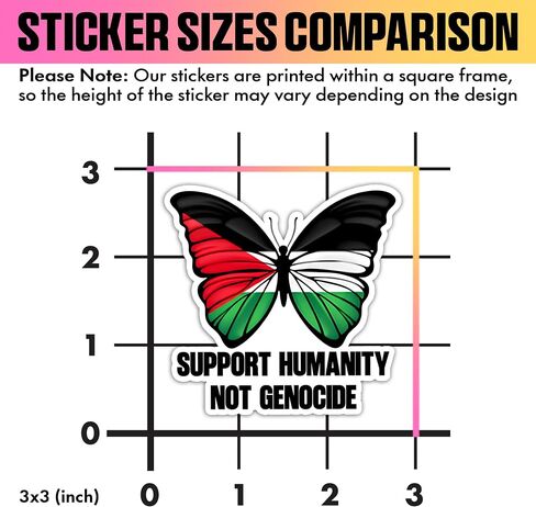 VOTANTA (3 Pcs, 3 inch) - Support Humanity Not Genocide Sticker, Free Palestine Stickers, Butterfly Palestine Flag Decals, Support Palestinian Decal Gifts Decoration for Laptops, Phones, Water Bottles in Saudi Arabia