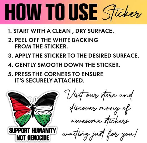 VOTANTA (3 Pcs, 3 inch) - Support Humanity Not Genocide Sticker, Free Palestine Stickers, Butterfly Palestine Flag Decals, Support Palestinian Decal Gifts Decoration for Laptops, Phones, Water Bottles in Saudi Arabia