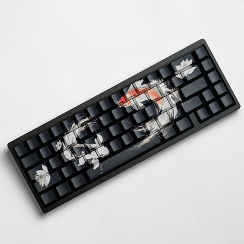 PBT Keycaps Lucky Koi Fish 60 75 100 Percent Shine Through Side Printe Thick Cherry Profile 130 Keys Dye Sub Custom Keycap Set keycaps for 61/64/68/84/87/100/104/108 MX Mechanical Keyboard in Saudi Arabia