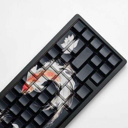 PBT Keycaps Lucky Koi Fish 60 75 100 Percent Shine Through Side Printe Thick Cherry Profile 130 Keys Dye Sub Custom Keycap Set keycaps for 61/64/68/84/87/100/104/108 MX Mechanical Keyboard in Saudi Arabia